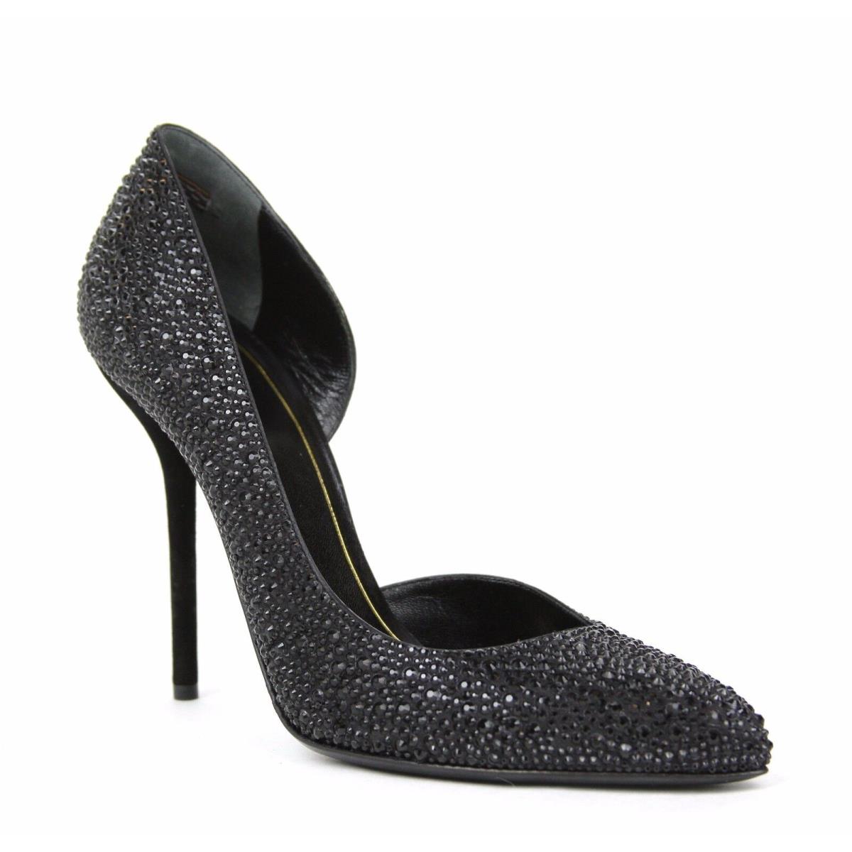 Gucci Black Satin Heel Pump with Crystals 309868 1000