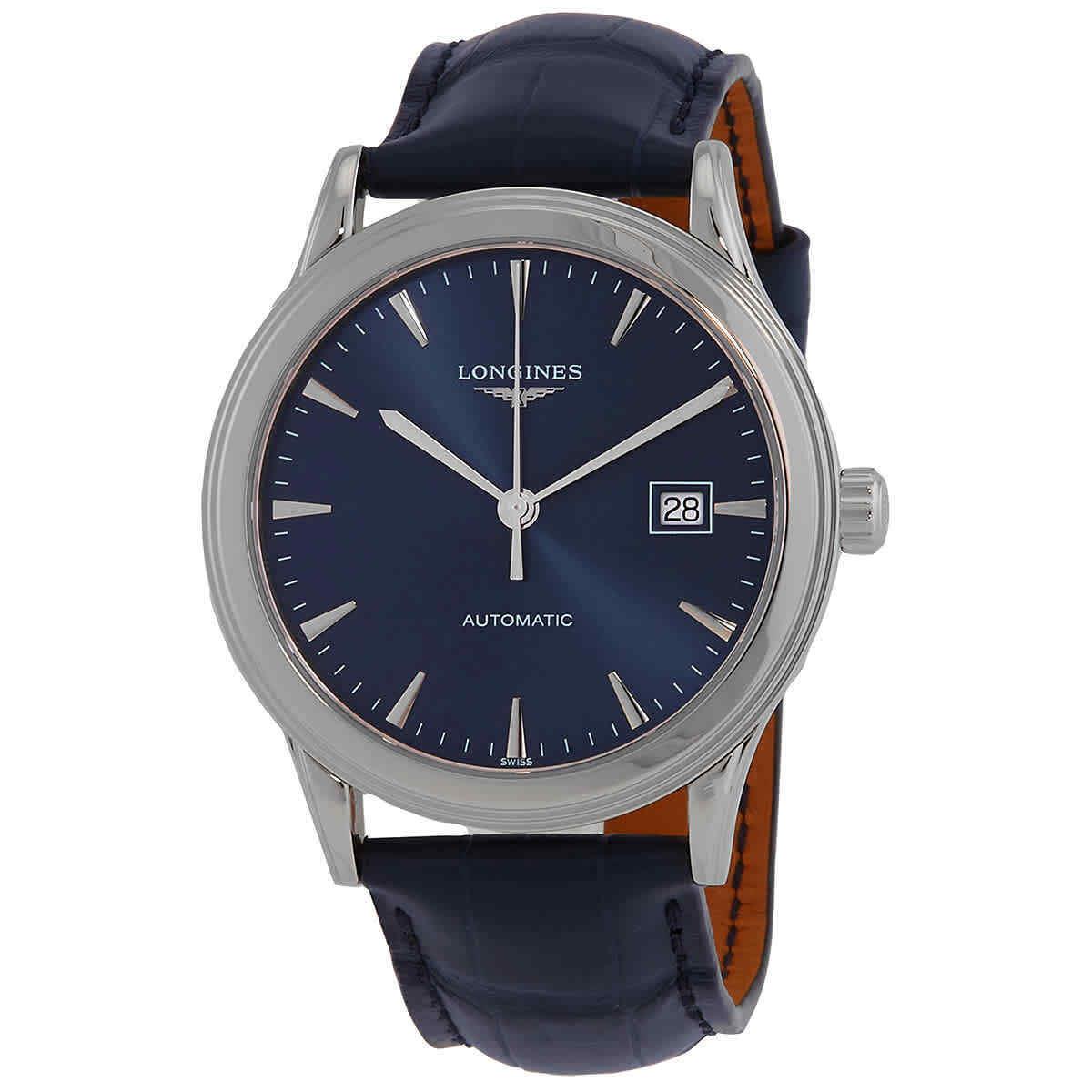 Longines Flagship Automatic Blue Dial Men`s Watch L4.984.4.92.2 - Dial: Blue, Band: Blue, Bezel: Silver-tone