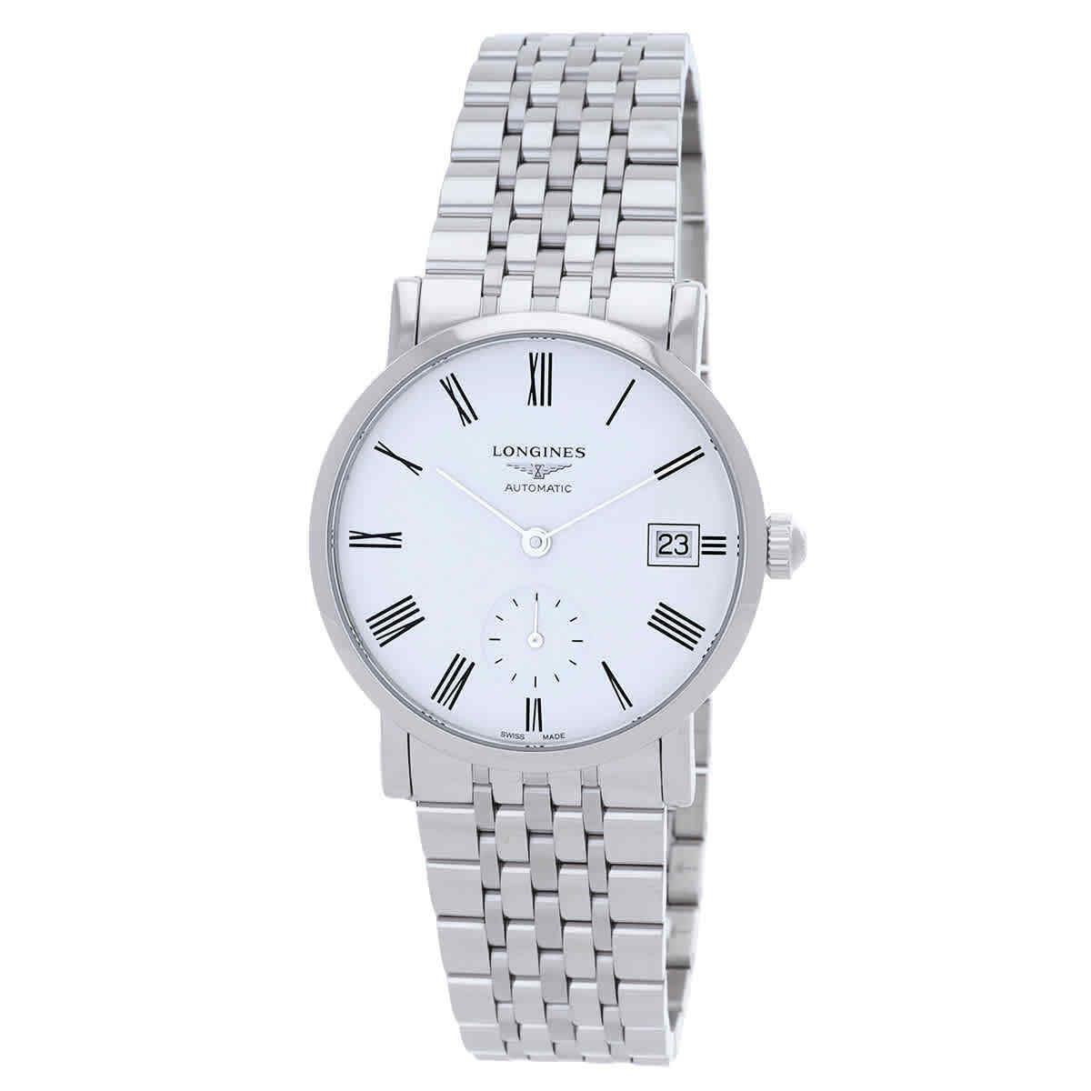 Longines Elegant Automatic White Dial Ladies Watch L4.312.4.11.6 - Dial: White, Band: Silver-tone, Bezel: Silver-tone