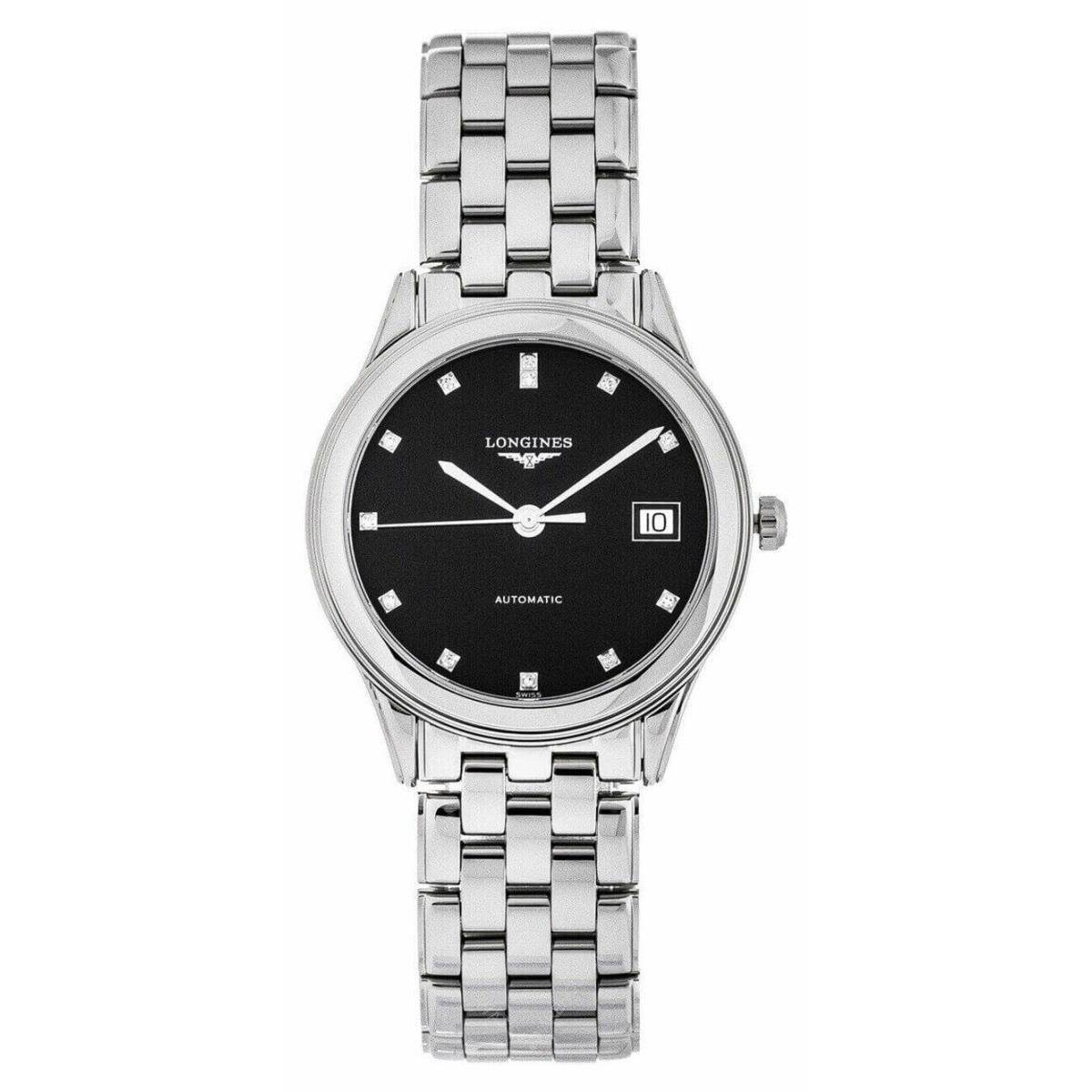 Longines Flagship 36MM Automatic SS Men`s Watch L4.774.4.57.6 - Dial: Black, Band: Silver, Bezel: Silver