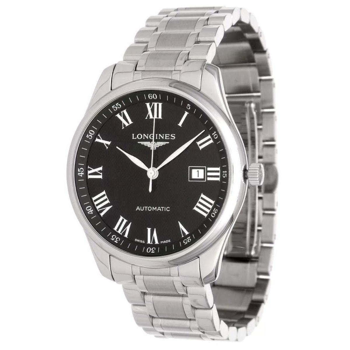 Longines Master Collection Automatic Steel Black Dial Date Mens Watch L28934516 - Dial: Black, Band: Silver, Bezel: Silver