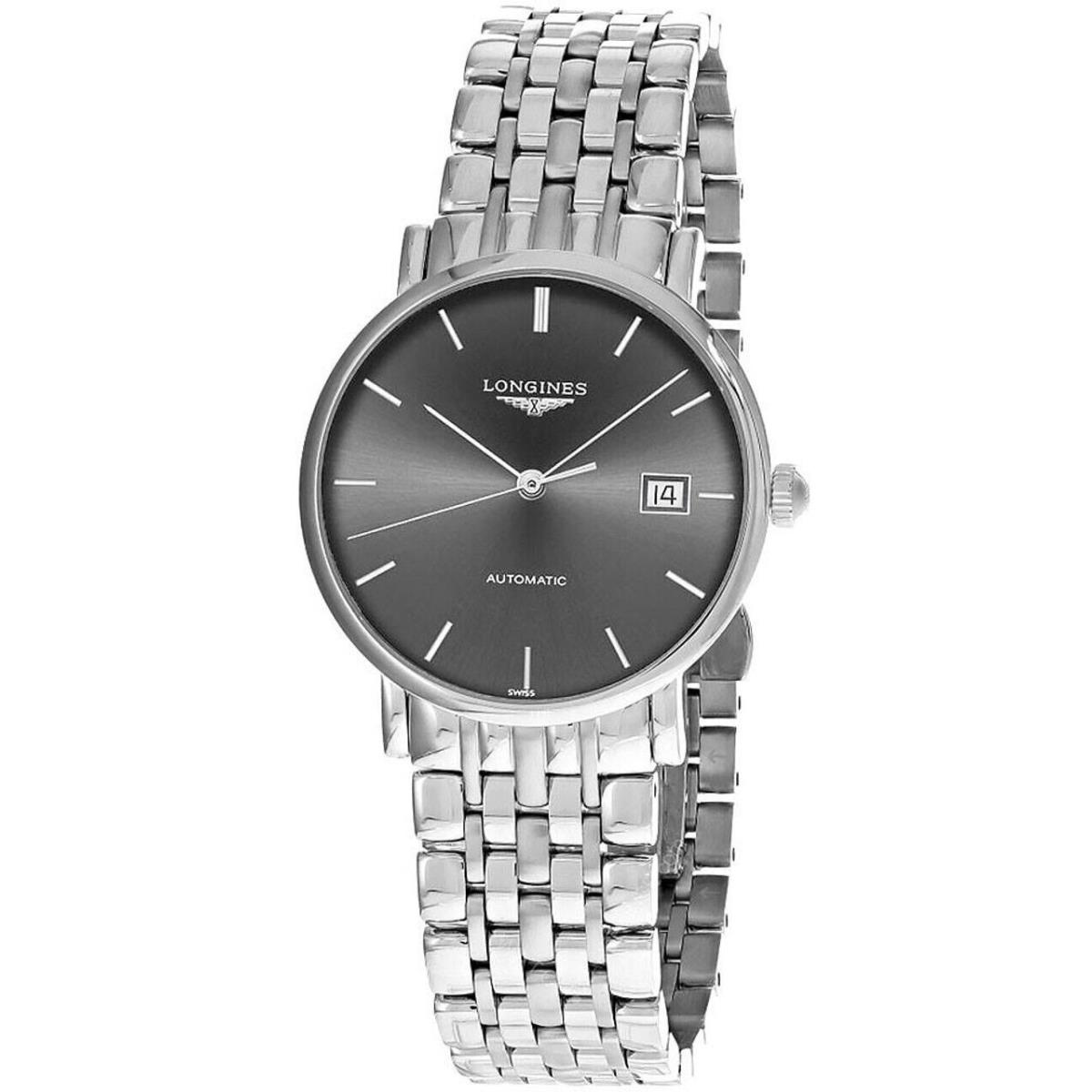 Longines Elegant Collection 37MM Grey Dial Unisex Watch L4.810.4.72.6 - Dial: Gray, Band: Silver, Bezel: Silver