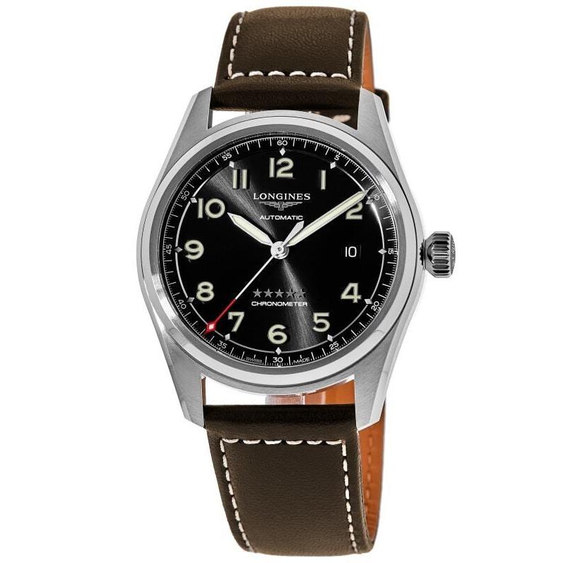 Longines Spirit Automatic Black Dial Leather Strap Men`s Watch L3.810.4.53.0