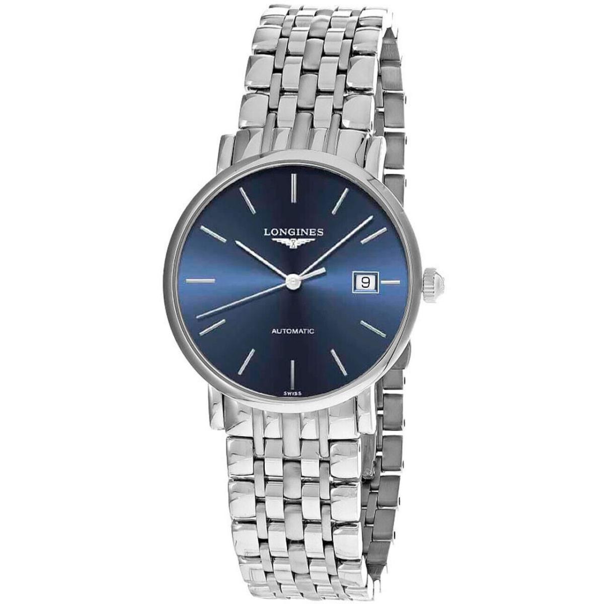 Longines Elegant Collection 37MM Blue Dial Men`s Watch L4.810.4.92.6 - Dial: Blue, Band: Silver, Bezel: Silver