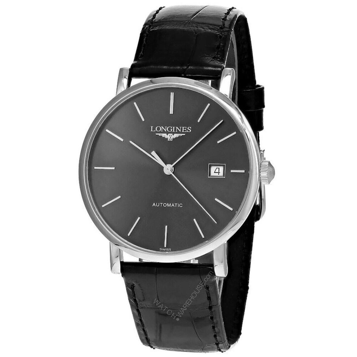 Longines Elegant Collection Auto 39MM Black Dial Men`s Watch L4.910.4.72.2 - Dial: Black, Band: Black, Bezel: Silver