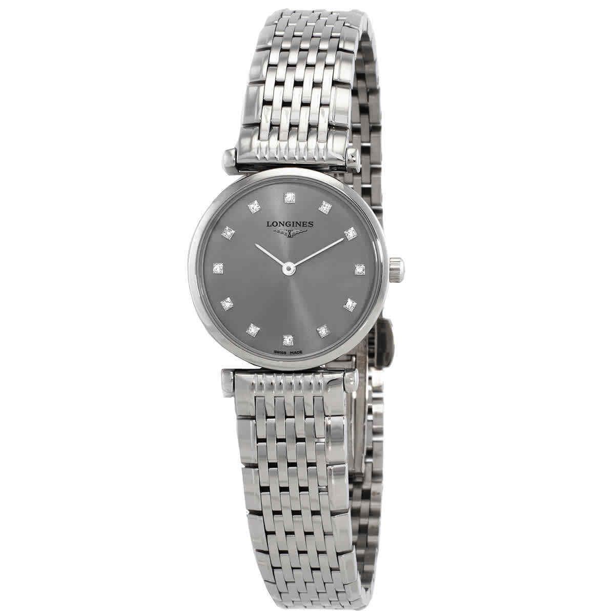 Longines La Grande Classique Quartz Diamond Silver Dial Ladies Watch - Dial: Silver, Band: Silver, Bezel: Silver