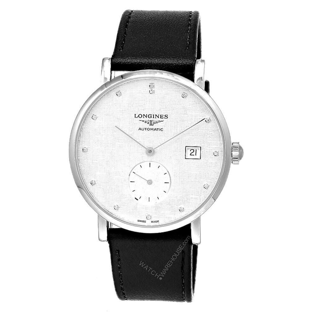 Longines Elegant Collection Automatic 39mm Men`s Watch L4.812.4.77.2 - Dial: Silver, Band: Black, Bezel: Silver