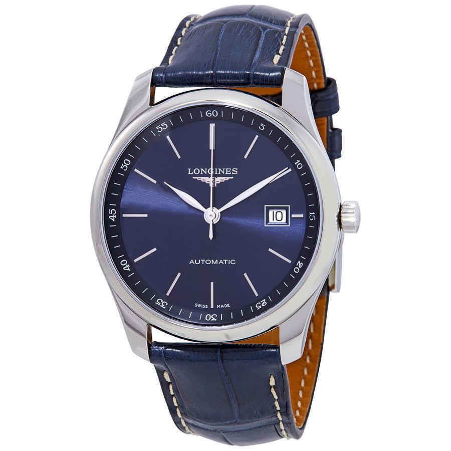 Longines Master Automatic Blue Dial Blue Leather Men`s Watch L27934920 - Dial: Blue, Band: Blue, Bezel: Silver