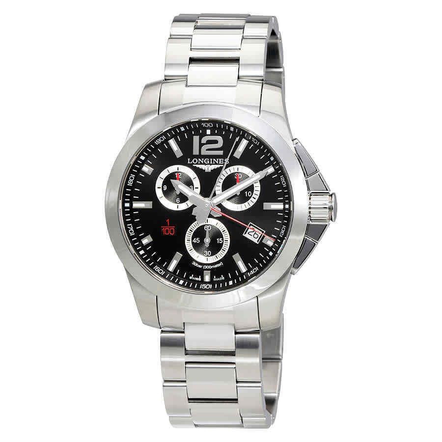 Longines Conquest Chronograph Steel Date Divers Quartz Mens Watch L3.800.4.56.6