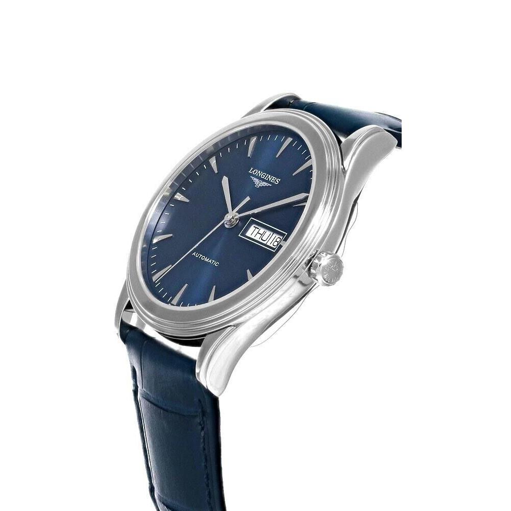 Longines Flagship Automatic 38mm Blue Dial Men`s Watch L4.899.4.92.2 - Dial: Blue, Silver, Band: Blue, Bezel: Silver