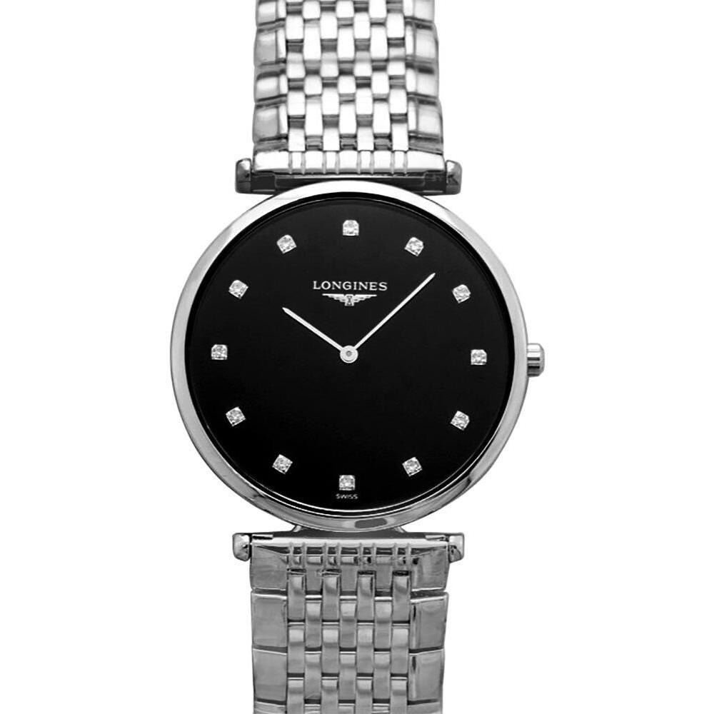 Longines La Grande Classique Steel Black Dial Diamond Womens Watch L4.709.4.55.6