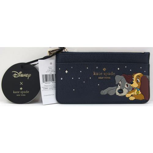 Kate Spade x Disney Lady and The Tramp Leather Large Card Case Parisian Navy