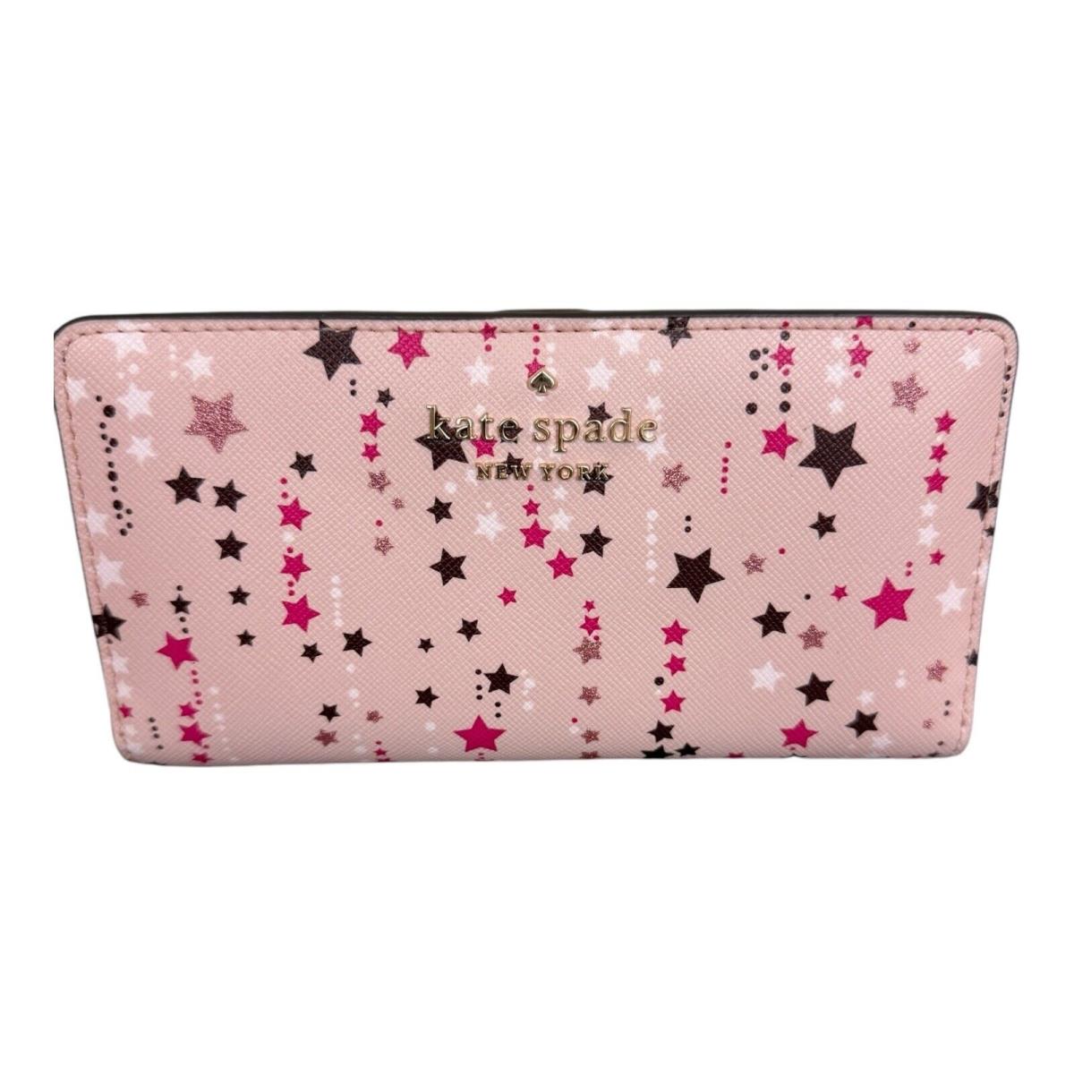 Kate Spade Large Slim Bifold Wallet in Pink Twinkle Star Print K4726