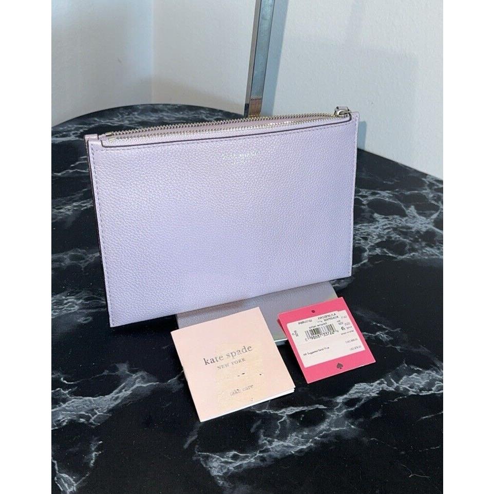 Kate Spade New York Leather Logo Wristlet / Clutch Light Purple