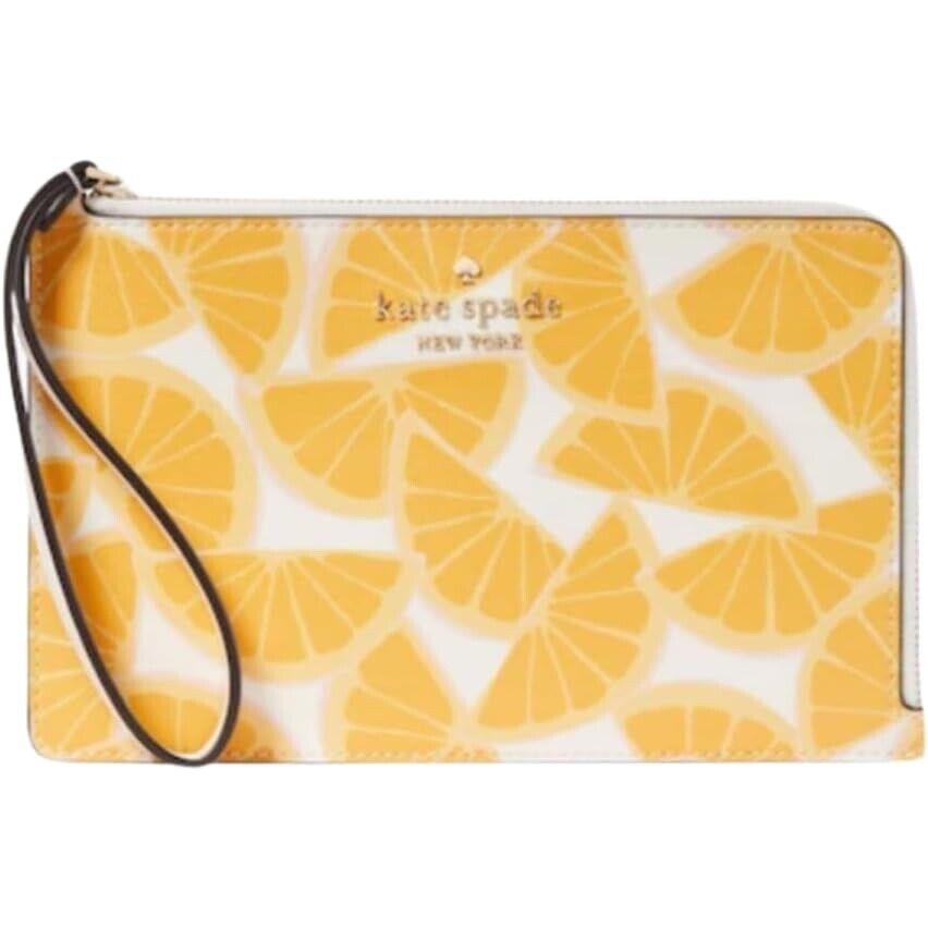 New Kate Spade Staci Orange Toss Medium L-zip Wristlet