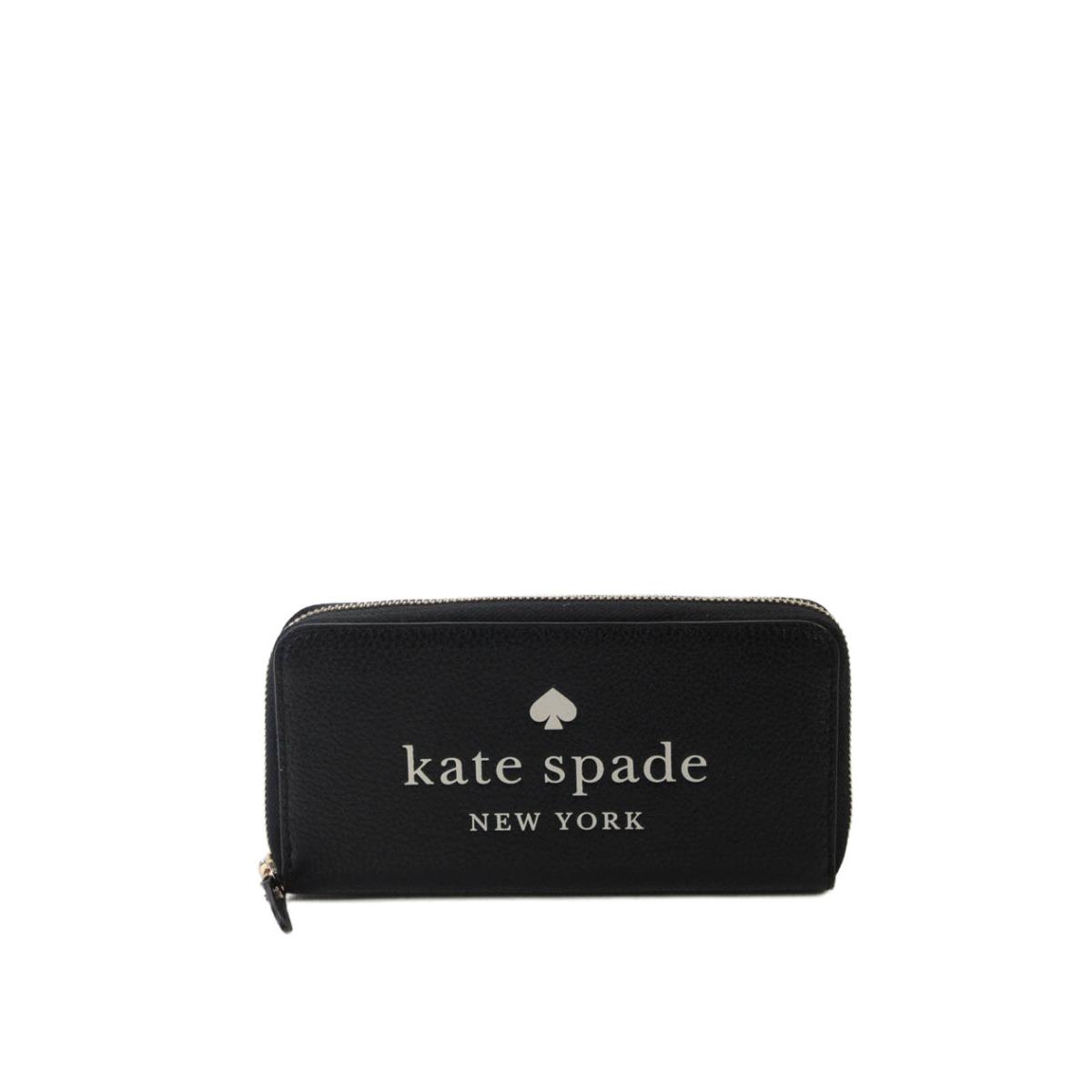 Kate Spade New York Womens Pebbled Leather Large Zip Around Ella Wallet Black