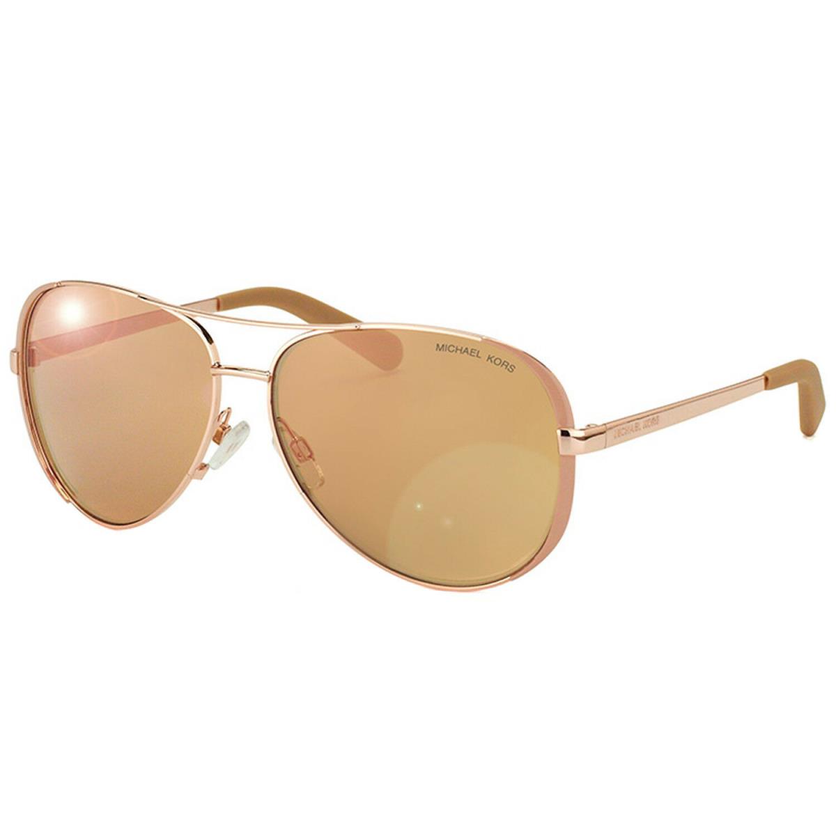 Michael Kors Chelsea MK 5004 1017R1 Gold Taupe Aviator Sunglasses Gold Mirror