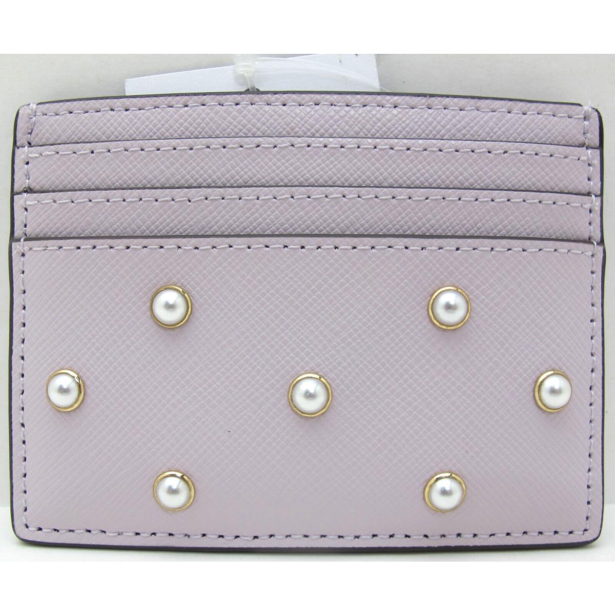 Kate Spade Madison Studded Pearls Leather Small Slim Card Case Lilac