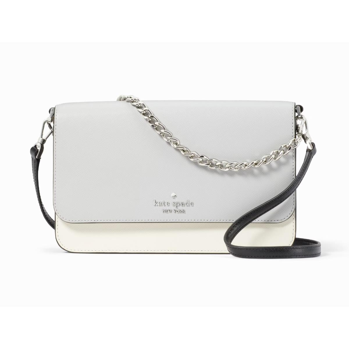 New Kate Spade Madison Medium Flap Convertible Crossbody Platinum Grey Multi