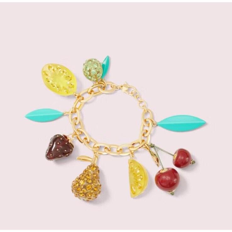 Kate Spade Tutti Fruity Charm Bracelet with Bag Pear Lemon Cherries Strawberry