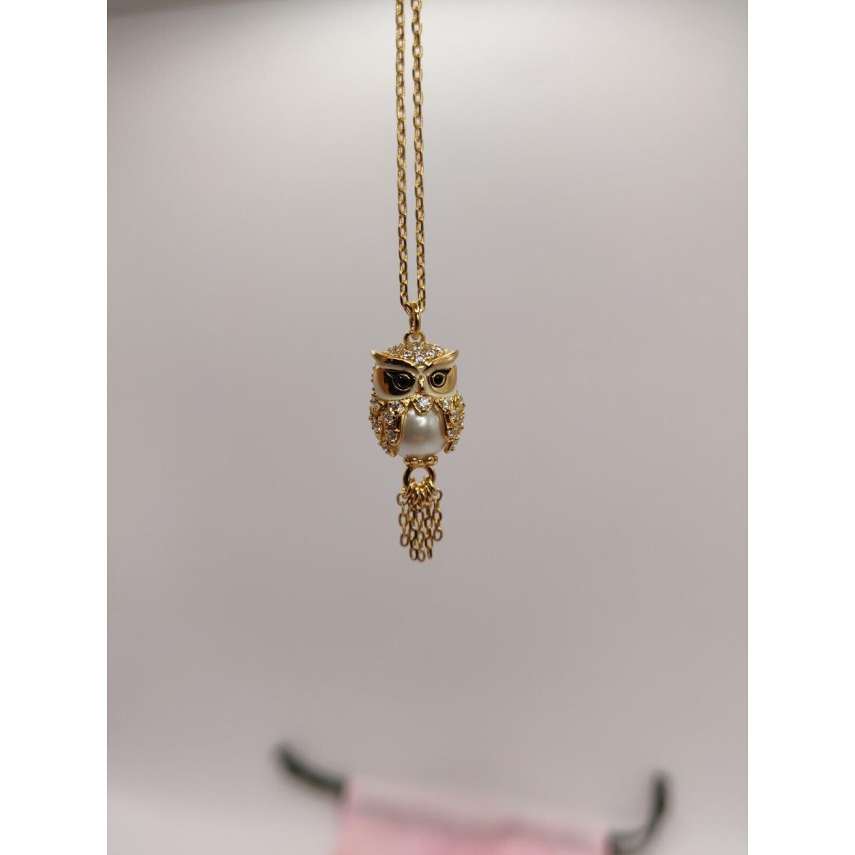 Kate Spade Owl Pendant Necklace Gold Pearl Womens Jewelry Gift Cute Animal New