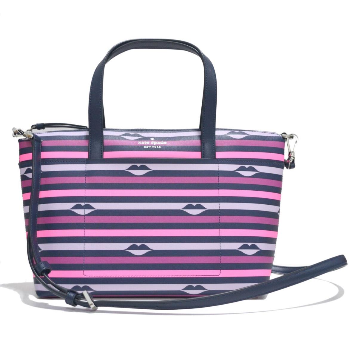 Kate Spade New York Purse Patrice Satchel Bag Detachable Pink Stripe Multi New