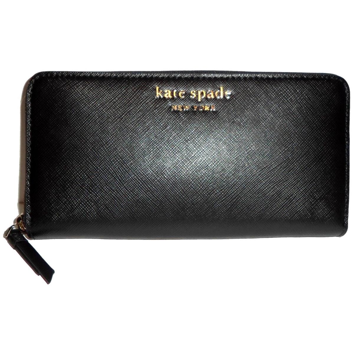 Kate Spade Lacey Black Saffiano Leather Zip-around Clutch Wallet