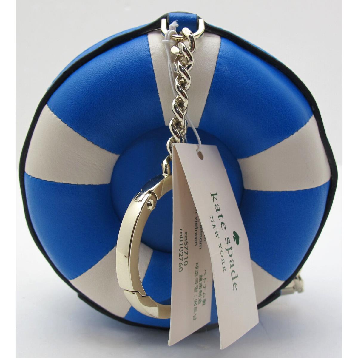 Kate Spade Float Shape Key Chain Coin Pouch Bag Charm Blue/white