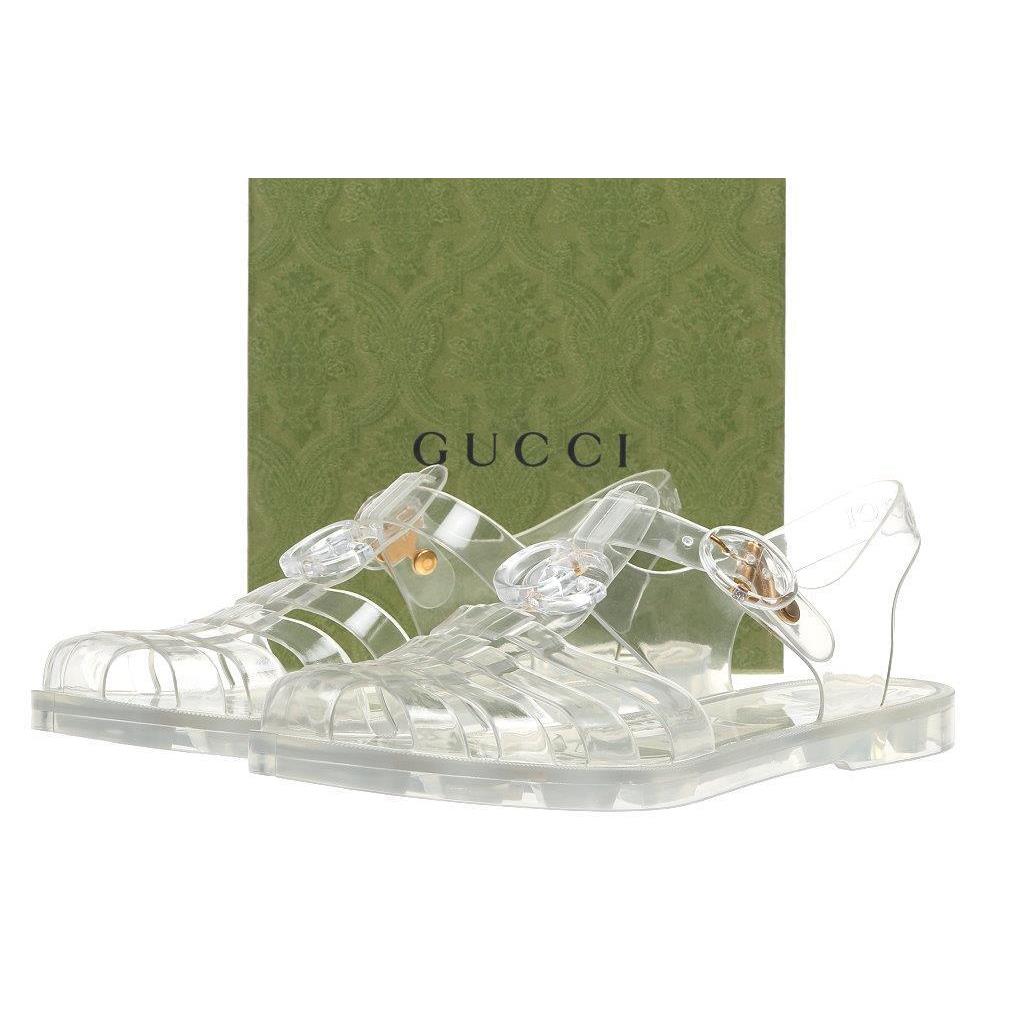 Gucci Clear Double G Logo Rubber Sandals Shoes 41/US 11