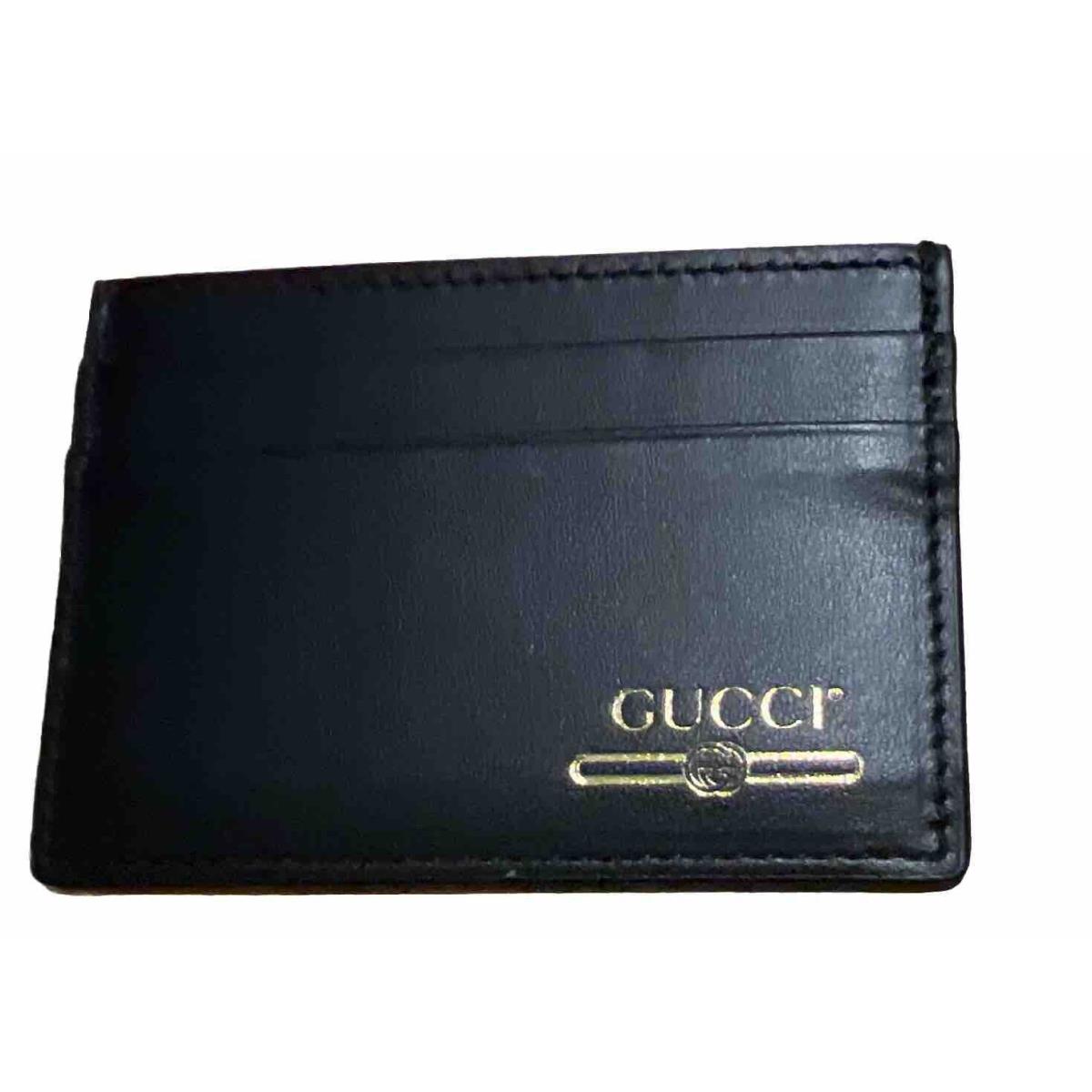 Gucci - Card Holder Wallet - Black Leather -100%