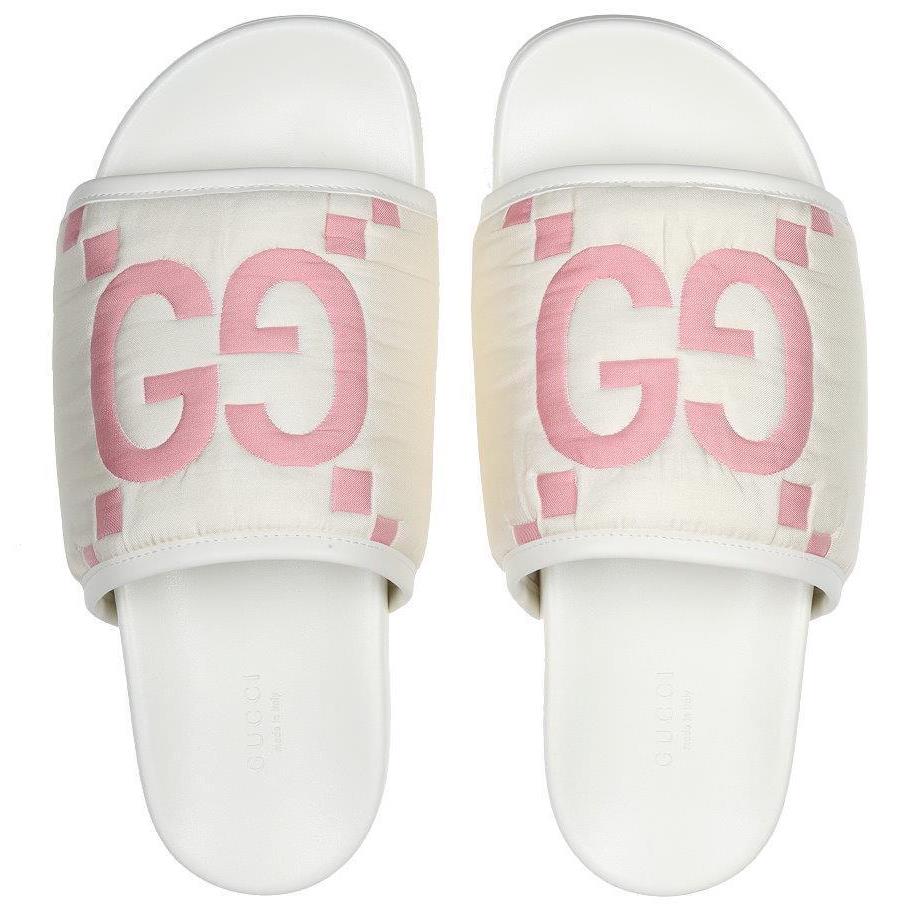 Gucci Ladies White Jumbo GG Slides Sandals Flip Flops Shoes 41/US 11