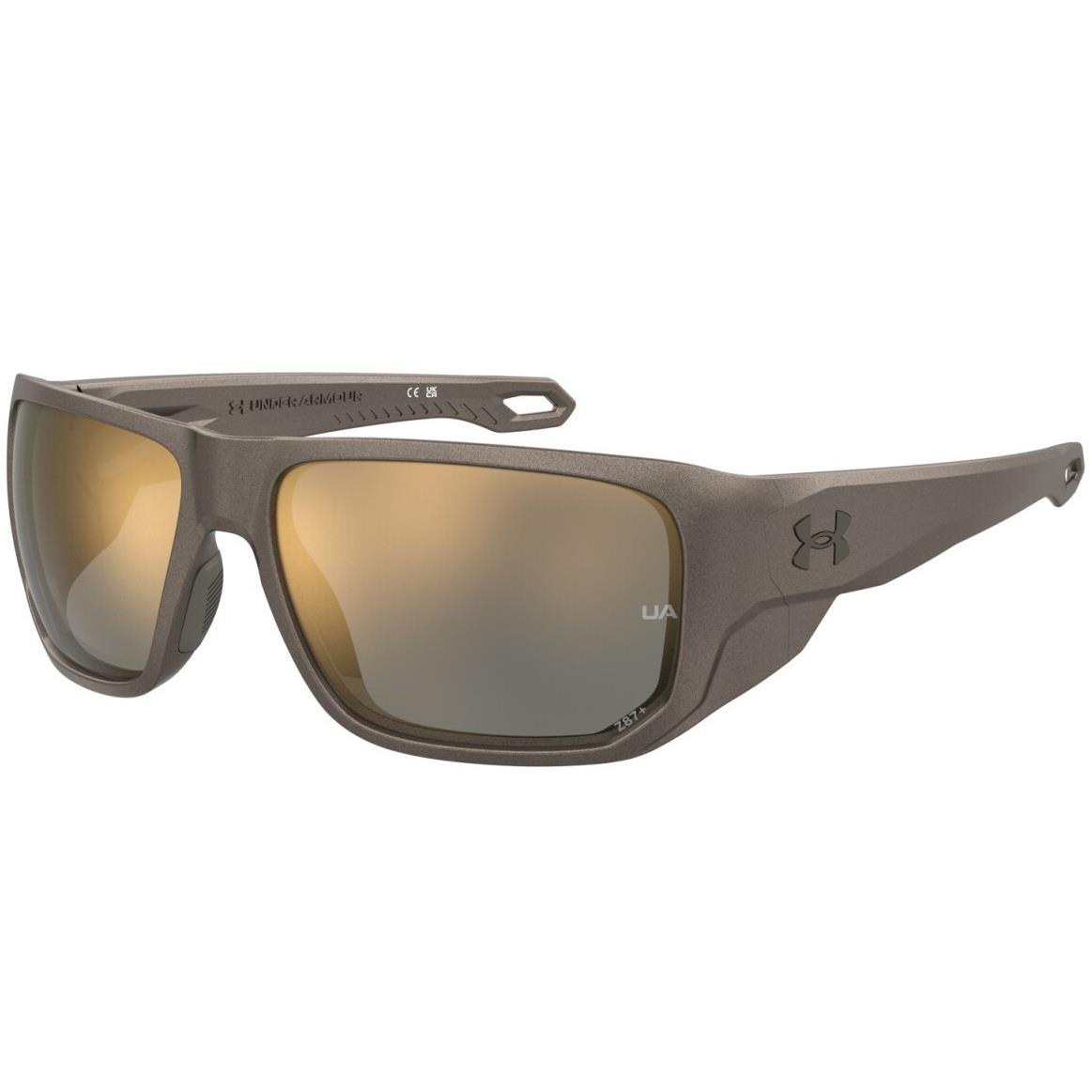 Under Armour UA Attack MD Hkl 2B Brown Metallic/gold Mirrored Men`s Sunglasses