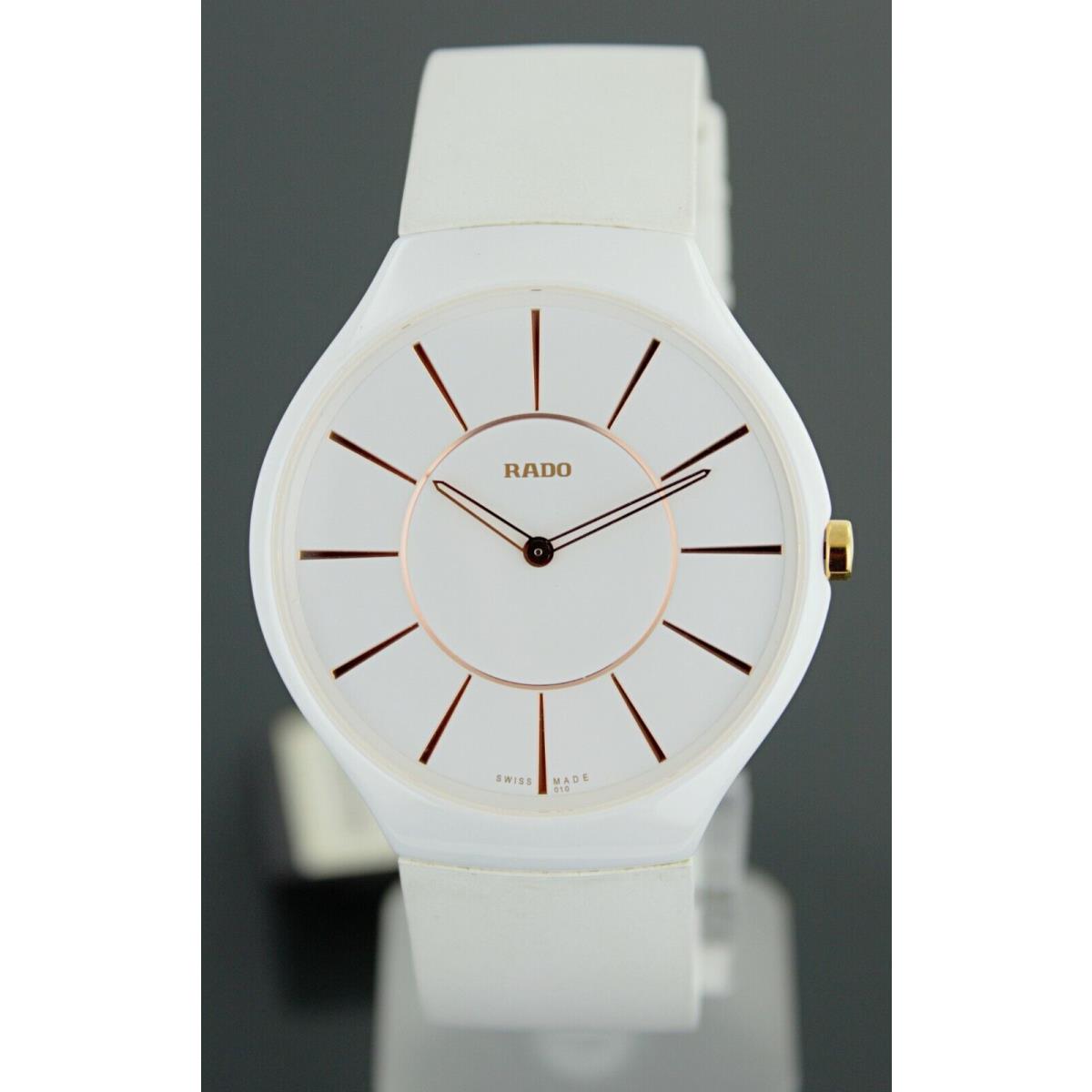 Rado True Thinline R27957109 White Dial Rubber Strap Ladies Watch