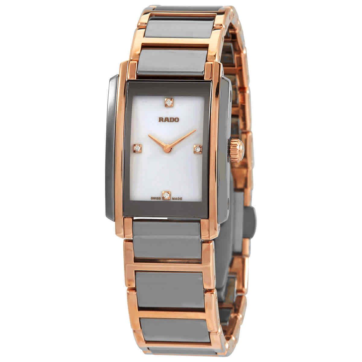 Rado Integral Diamonds Quartz White Dial Ladies Watch R20141712 - Dial: Whitre, Band: Rose Gold PVD, Bezel: Grey