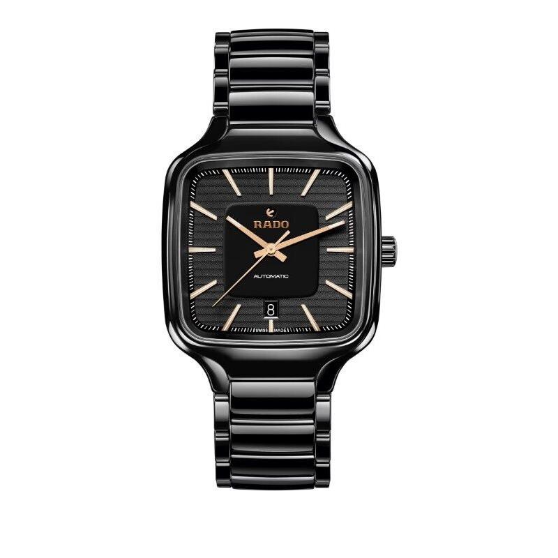 Rado True Square Automatic High Tech Ceramic Black Dial Unisex Watch R27078172 - Dial: Black, Band: Black, Bezel: Black