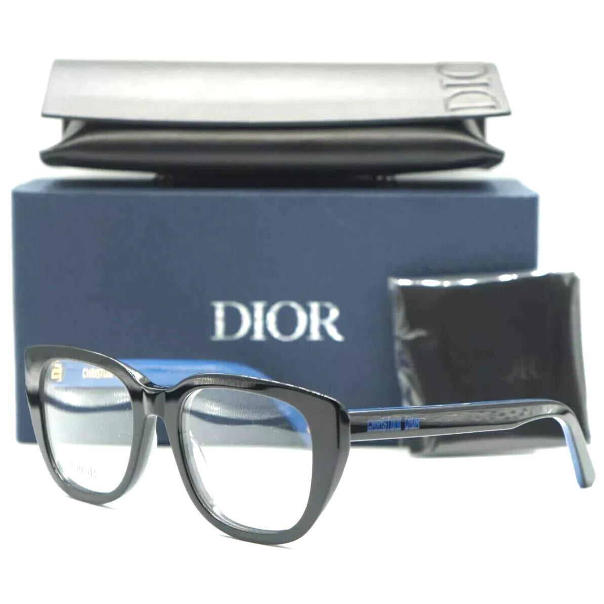 Christian Dior S5I 1000 Black ON Blue Sunglasses Frame 52-19 - Frame: SHINY BLACK ON BLUE