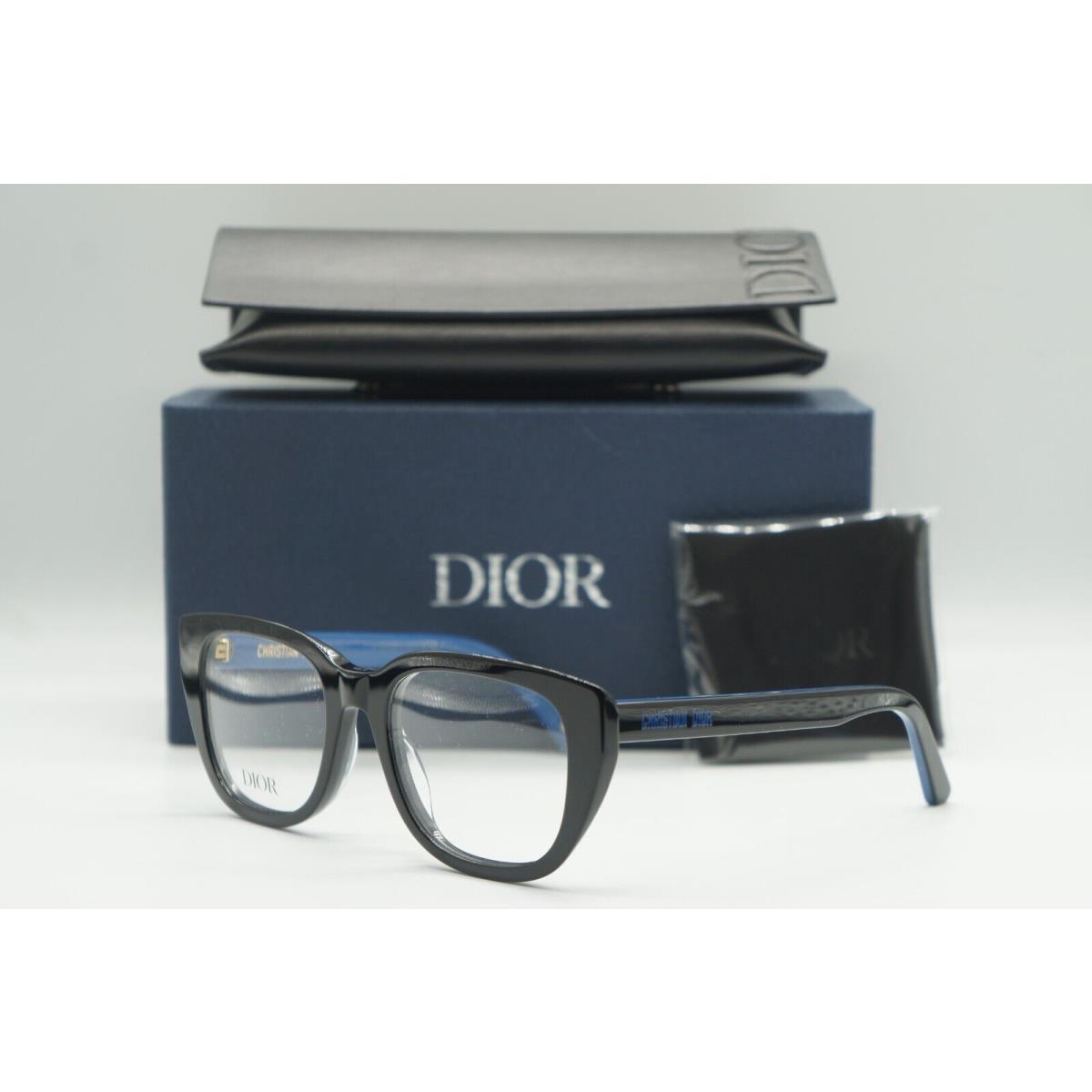 Christian Dior S5I 1000 Black Blue Sunglasses 52-19