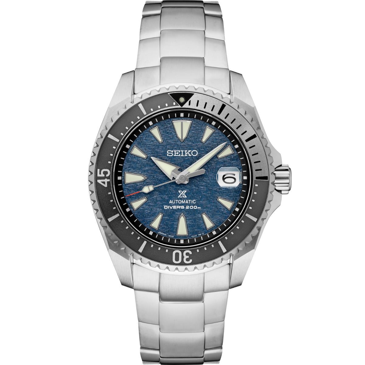 Seiko Prospex 200M Divers Shogun Men`s Titanium Bracelet Watch SPB357 - Dial: Blue, Band: Silver, Bezel: Black