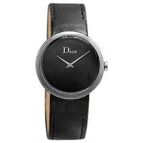 Christian Dior Women`s La D De CD043110A001 Leather Strap Diamond Bezel Watch