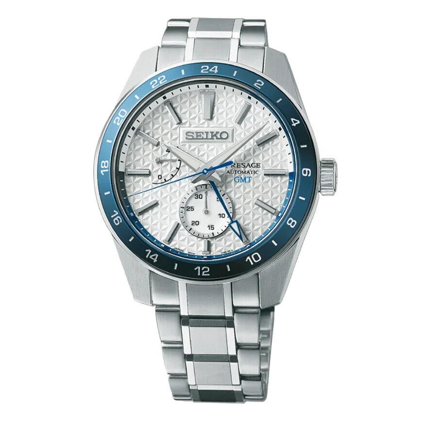 Seiko Presage White Dial Blue Bezel 42mm Watch SPB223