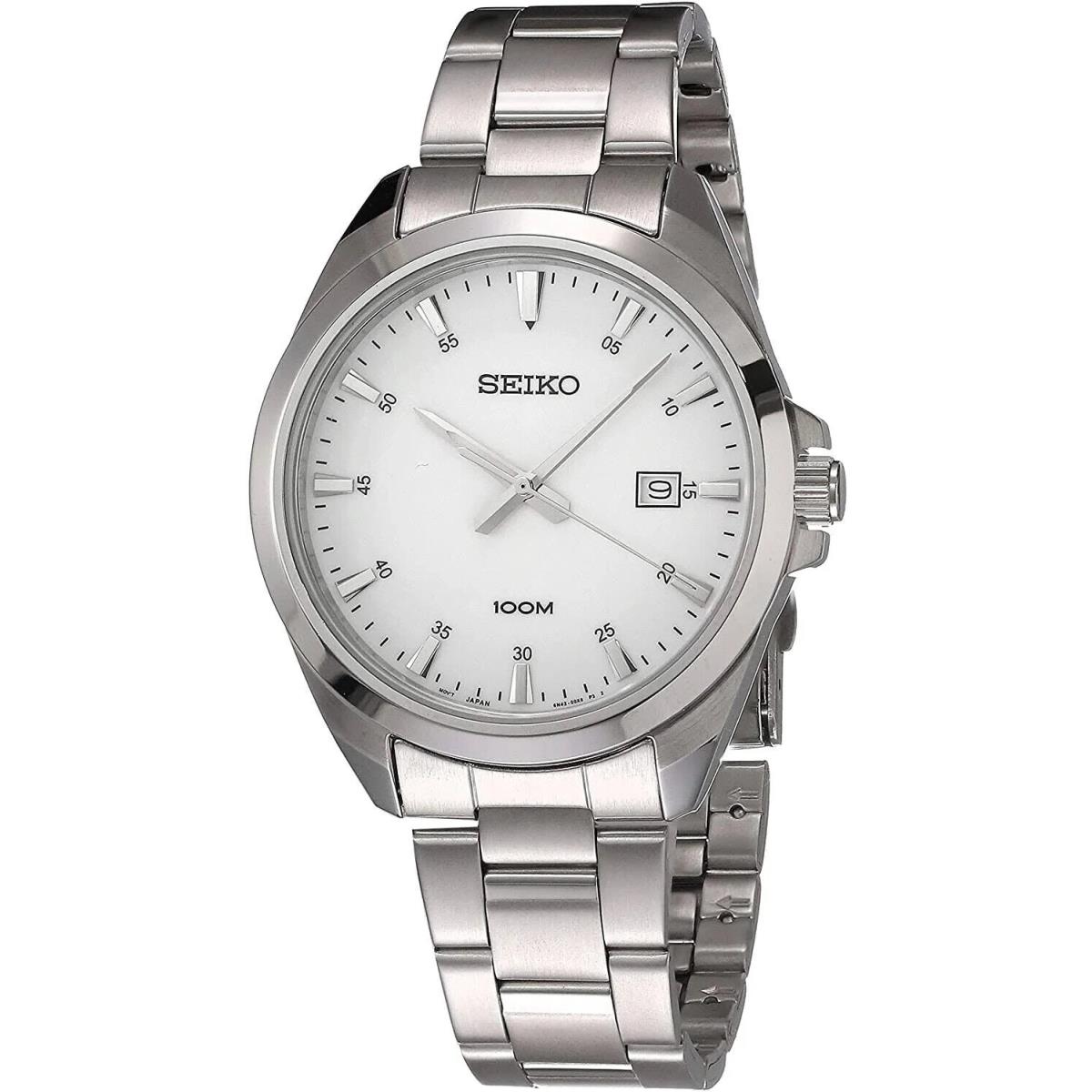 Seiko Classic White Quartz Dial Stainless Steel SUR205 SUR205P1 SUR205P