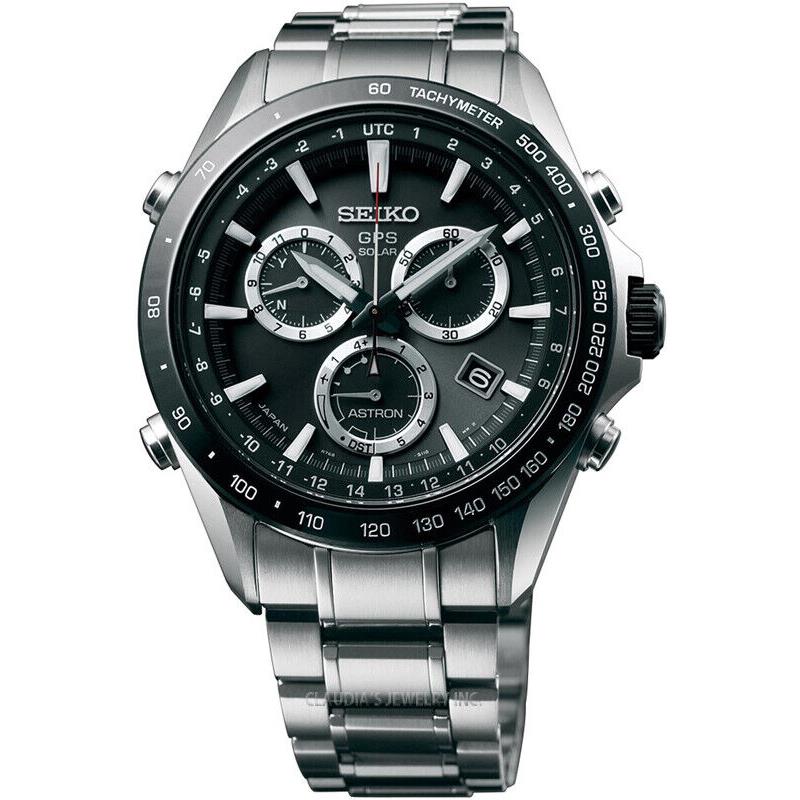 Seiko Astron Gps Solar SSE011 - Dial: Black, Band: Silver, Bezel: Black