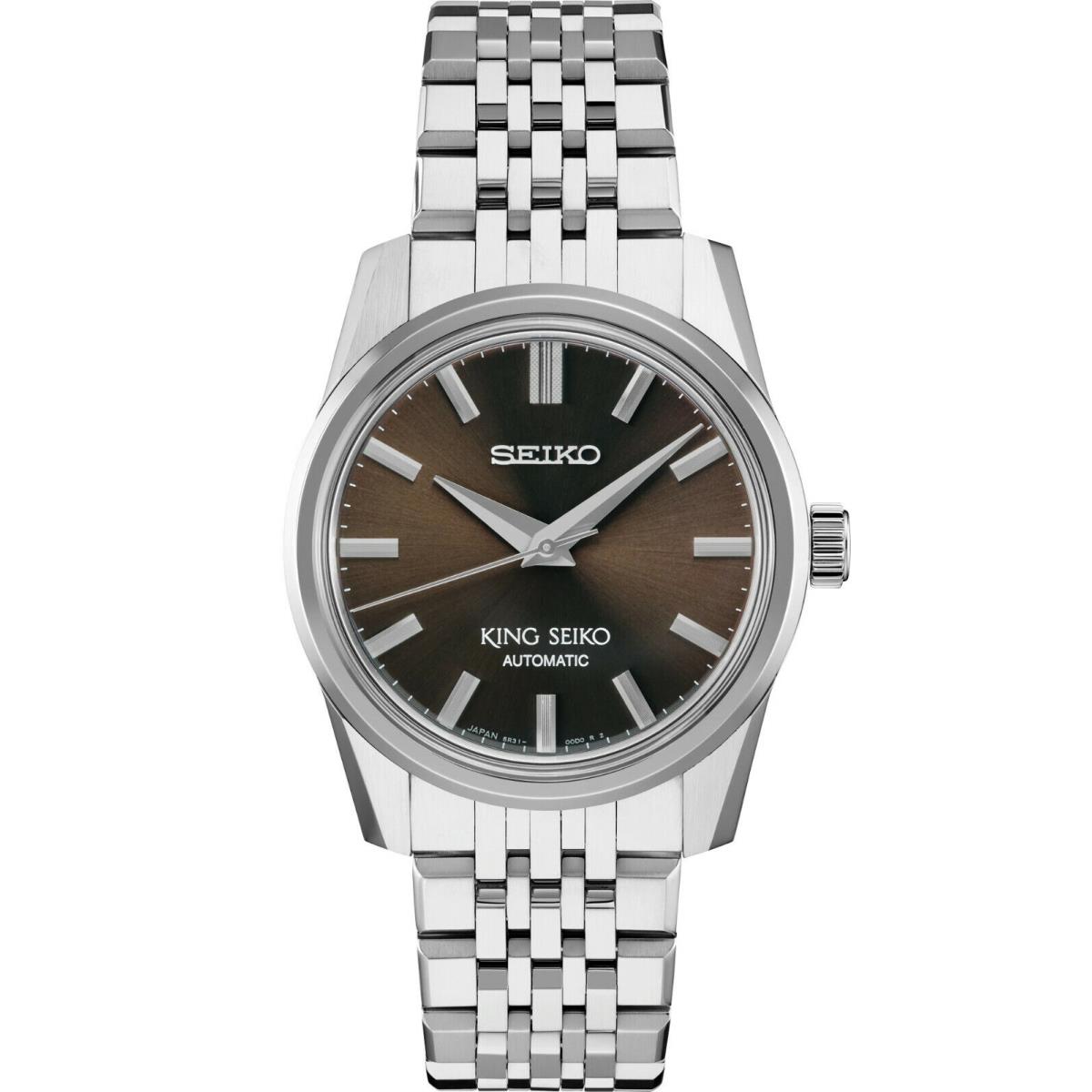 King Seiko Automatic Brown Dial Stainless Steel Bracelet Mens Watch SPB285 - Dial: Brown, Band: Silver