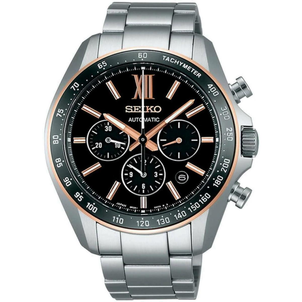 Seiko SDGZ012 Brightz Chronograph 43mm Rose Gold Steel 100M Automatic Mens Watch