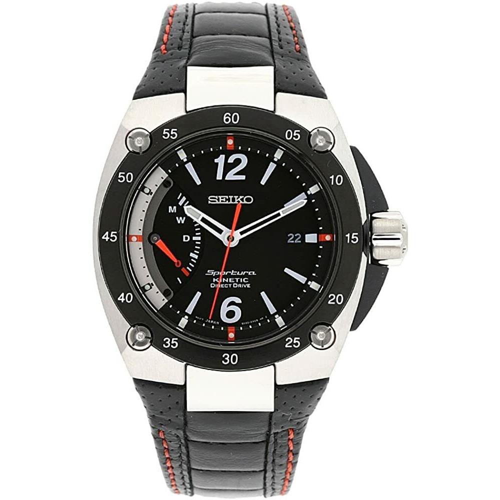 Seiko Men`s Sportura Stainless Steel Automatic Leather Strap Watch SRG005P2