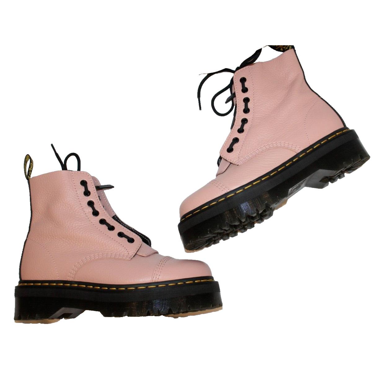 Dr. Martens Sinclair Milled Leather Platform Boots in Peach Beige