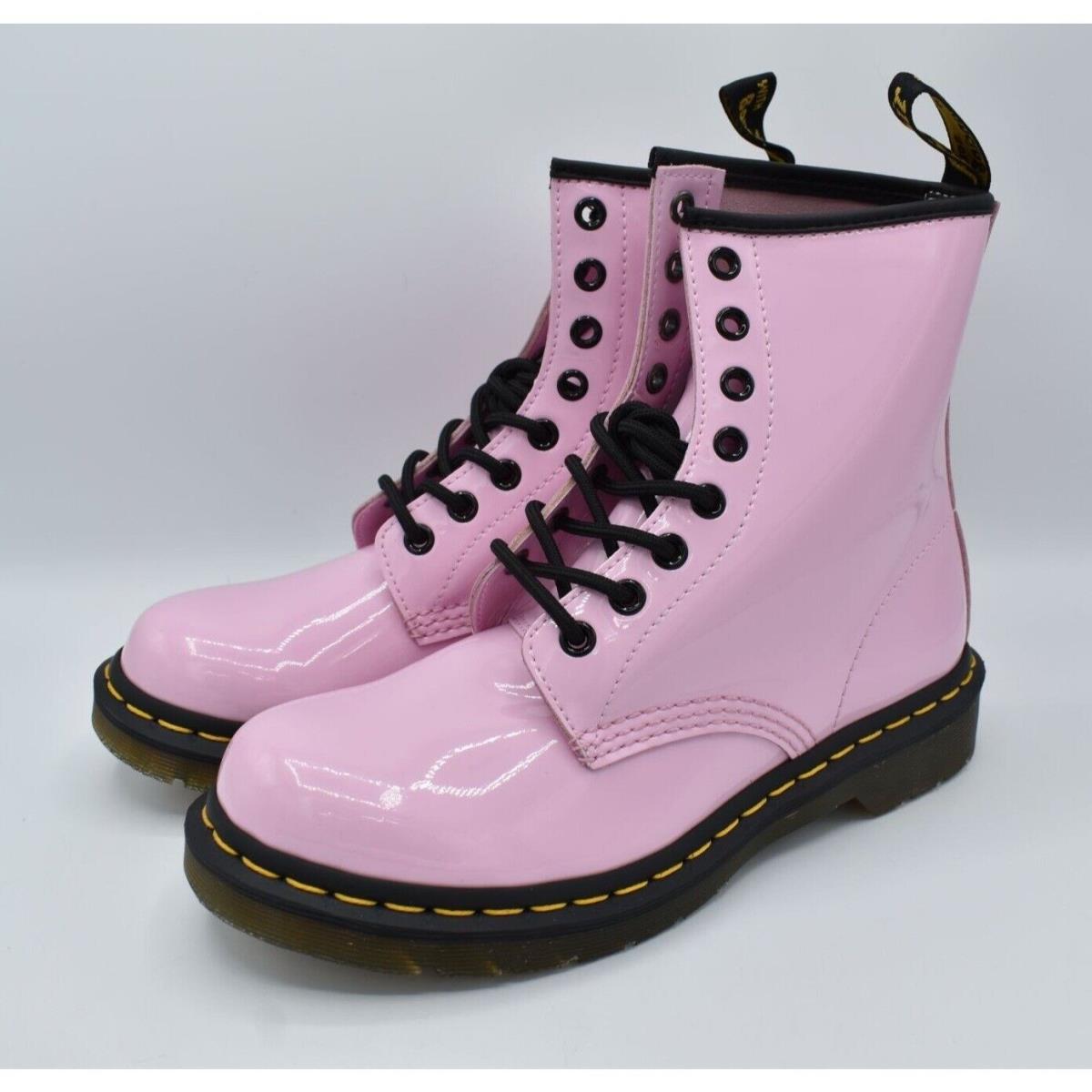 Dr Martens 1460 Women Size 10 Pale Pink Patent Lamper Lace Up Combat Boots Shoes