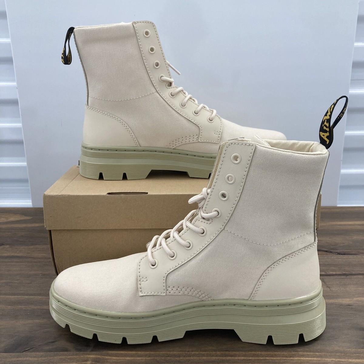 Dr. Martens Boots Sz 11 Parchment Beige Combs Canvas Milled Coated Leather