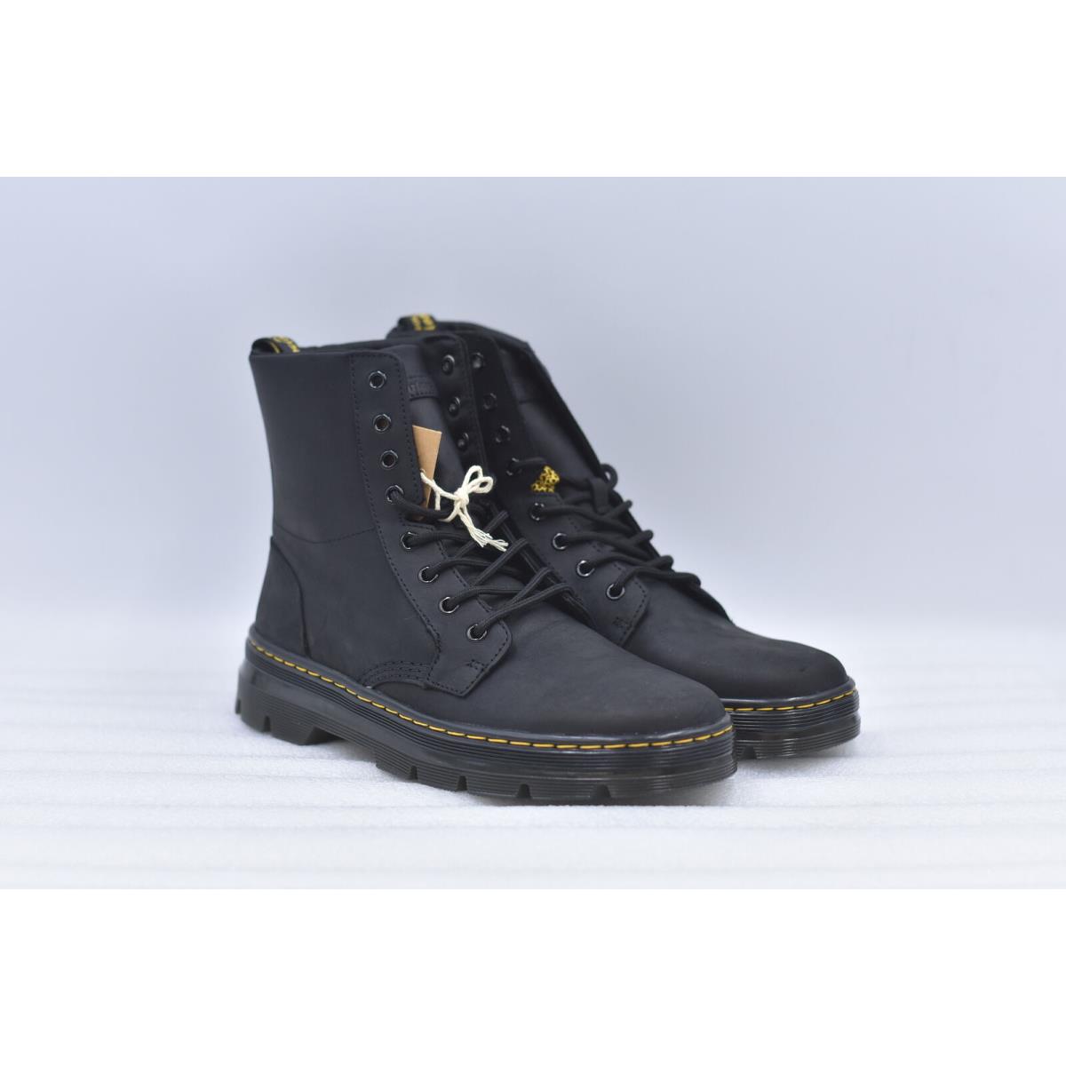 Dr Martens Combs Leather Casual Boots Black Size Men`s 9 Women`s 10