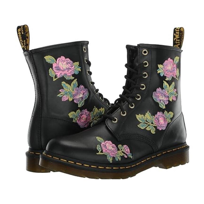 Women`s Shoes Dr. Martens 1460 Vonda Floral Leather Boots 24722001 Black Size 7